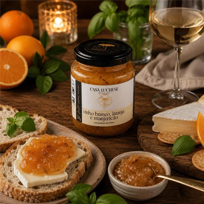 DOCE DE VINHO BRANCO, LARANJA E MANJERICÃO PREMIUM